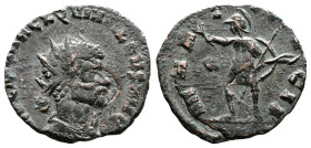 Quintillus, AD 270. AE Antoninianus. (19,2 mm. 2,1 g.). Rome. IMP C M AVR CL QVINTILLVS AVG, radiate, draped and cuirassed bust right. Rev. MARTI PACI...