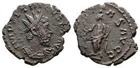 Tetricus I, AD 270-273. AE Antoninianus. (20,5 mm. 2,3 g.). Gaul. IMP TETRICVS P F AVG, radiate and cuirassed bust right. Rev. HILARITAS AVGG, Hilarit...