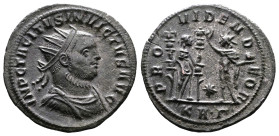 Tacitus, AD 275-276. AE Antoninianus. (24,1 mm. 3,6 g.). Serdica. IMP C TACITVS INVICTVS AVG, radiate, draped and cuirassed bust right. Rev. PROVIDEN ...