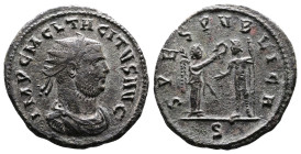 Tacitus, AD 275-276. AE Antoninianus. (22 mm. 3,4 g.). Ticinum. IMP CM CL TACITVS AVG, radiate, draped and cuirassed bust right. Rev. SPES PVBLICA, Vi...