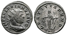 Florian, AD 276. AE Antoninianus. (21,4 mm. 3,5 g.). Rome. IMP C FLORIANVS AVG, radiate, draped and cuirassed bust right. Rev. LAETITIA FVND, Laetitia...