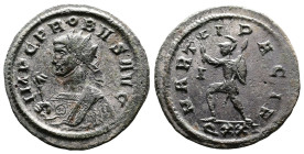 Probus, AD 276-282. AE Antoninianus. (23 mm. 3,5 g.). Ticinum. IMP C PROBVS AVG, radiate bust left, wearing imperial mantle and holding eagle-tipped s...