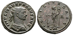 Probus, AD 276-282. AE Antoninianus. (22,1mm. 4,5 g.). Siscia. IMP CM AVR PROBVS AVG, radiate, draped and cuirassed bust right. Rev. FELICITAS AVG, Fe...