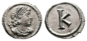 Helena? time of Constantine I 'the Great' Anonymous, ca. AD 330. AR Third Siliqua. (11,9 mm. 0,94 g.). Constantinople. Pearl-diademed, draped bust rig...