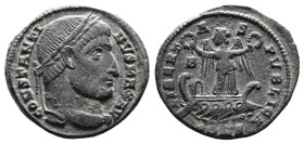 Constantine I, AD 309-337. AE Follis (19,3mm. 2,8 g.). Constantinople. CONSTANTINVS MAX AVG, laureate head right. Rev. LIBERTAS PVBLICA, Victory stand...