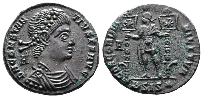 Constantius II, AD 337-355. AE Centenionalis. (22,1mm. 5 g.). Siscia. DN CONSTAN...