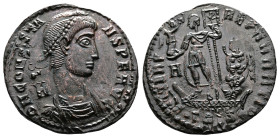 Constans, AD 337-350. AE Centenionalis. (24,3 mm. 5,1 g.). Siscia. DN CONSTANS PF AVG, pearl-diademed, draped and cuirassed bust right. A behind head....