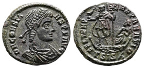 Constans, AD 337-350. AE Centenionalis. (18,6 mm. 2,8 g.). Siscia. DN CONSTANS PF AVG, pearl-diademed, draped and cuirassed bust right. Rev. FEL TEMP ...