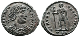 Vetranio, AD 350. AE Centenionalis. (25,1mm. 6,1 g.). Thessalonica. DN VETRANIO PF AVG, laureate, draped and cuirassed bust right. Rev. VIRTVS EXERCIT...