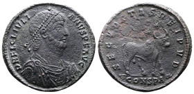 Julian II, AD 360-363. AE Double Maiorina. (28,6mm. 7,9 g.). Constantinople. DN FL CL IVLIANVS PF AVG, pearl-diademed, draped, cuirassed bust right. R...