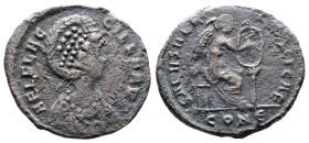 Aelia Flaccilla, AD 378-383. AE2. (21,9mm. 5,1 g.). Constantinople. AEL FLAC-CILLA AVG, diademed and mantled bust right. Rev. SALVS REIPVBLICAE, Victo...