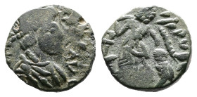 Johannes (423-425 AD.) Æ 4 (11.5 mm, 1,07 g.). Rome mint. [DN IOHANNES PF AVG], pearl-diademed, draped, and cuirassed bust right. Rev. [SALVS REIPVBLI...