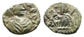 Vandals. Pseudo-Imperial coinage Trasamund type. Circa. 440-490 AD. AE4 (9,5mm, 0.46 g.). Carthage mint. … TRA laureate and draped bust right. Rev. Vi...