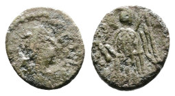 Vandals. Pseudo-Imperial coinage Trasamund type. Circa. 440-490 AD. AE4 (10,5mm, 0.57 g.). Carthage mint. … AVG laureate and draped bust right. Rev. V...