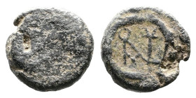 Anastasius I AD 491-518. AE4, (9,5 mm. 0,91 g.). Pearl-diademed, draped bust right. Rev. Monogram of Anastasius. Sear Byz. 13; MIB 40; DOC I 15. Very ...