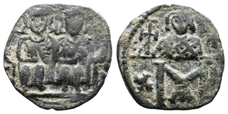 Constantine V and Leo IV. AD 741-755. AE Follis. (19 mm. 2,5 g.). Constantinople...