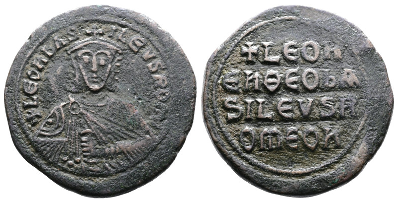 Leo VI. AD 886-912. AE Follis. (28,8 mm. 11,6 g.). Constantinople. + LEOn bAS-IL...