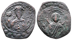 Alexius I Comnenus 1081-1118 AD. AE Tetarteron (23 mm, 3,61 g.). Thessalonica, 1092-1118 AD. Facing bust of the Virgin Mary MP - ΘV across fields. Rev...