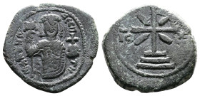 Manuel I. AD 1143-1181. AE Tetarteron. (20,3 mm. 3,69 g.). Thessalonica. MANOVHΛ ΔECΠOT, Manuel, crowned, wearing loros, bust facing, holding labarum ...