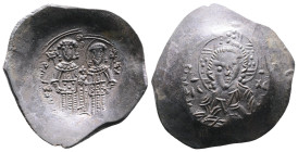 Alexius III. AD 1195-1203. Billon trachy (29,1 mm. 3,63 g). Constantinople. KE RO-HΘEΙ around, IC-XC to left and right of Christ, nimbate, seated faci...