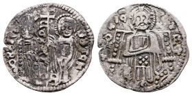 Stefan Uros III Decanski 1321-1331 AD. AR Dinar (19,7 mm. 1,45 g) (Gros). STEFAN REX STEFVN Stefan Uroš III standing facing on the left, holding akaki...