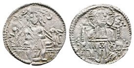 Stefan Uros IV Dusan 1346-1355 AR Half Dinar (15,8 mm, 0,51 g.). King Stefan throned, holding long cross / IC-XC Christ Pantocrator thoned, frontal. J...
