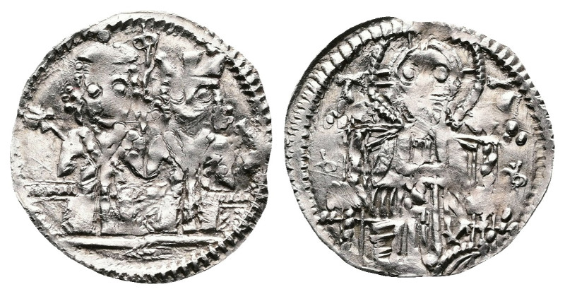 Stefan Uroš IV Dušan, with Elena 1331-1355 AD. Half dinar (15 mm. 0,74 g) (Gross...