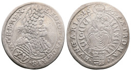 Leopold I. 1657-1705 XV Kreuzer (27,4mm, 5,5g.). 1696 C-H Pressburg Höllhuber: 96.1.2. Very Fine.