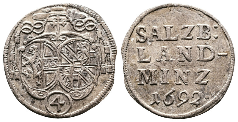 Salzburg, Johann Ernst Thun-Hohenstein 1687-1709 Batzen 4 Kreuzer (22mm, 1,81Two...