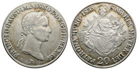 Franz I. 1804-1835 Für Ungarn Münzstätte Kremnitz 20 Kreuzer 1835 B (26,3mm, 6,26). Frühwald 577. Good Very Fine.