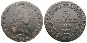 Franz I. 1804-1835. 3 Kreuzer 1812 G (32mm, 13,299, Mzst. Nagybanya , Frühwald 520. Good Very Fine.