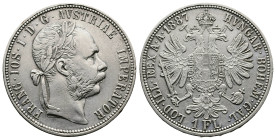 Franz Joseph I. 1848 - 1916. AR 1 Gulden / 1 Florin, (28,6mm, 12,2) 1887. Wien. Frühwald 1507. Almost EF.