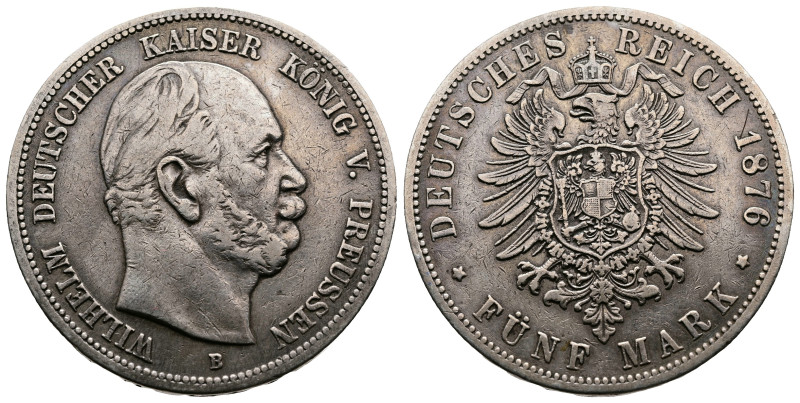 Prussia Wilhelm I 1861-1888 Silver 5 Mark (38,2mm, 27,5g.). 1876 B. WILHELM DEUT...