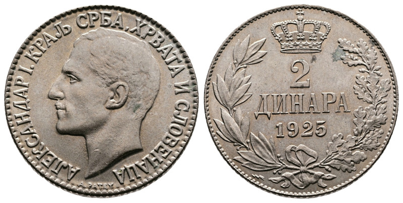 Alexander I (1929-1934). 2 Dinara (27mm, 10g.) (1925) АЛЕКСАНДАР I КРАЉ СРБА ХРВ...