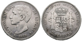 Alfonso XII (1874-1885). 5 Pesetas. (37,5mm, 24,7g.). 1876 *18-76. Madrid DEM. (Cal-2019-37). EF