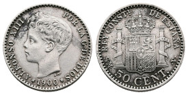 Alfonso XIII (1886 - 1931) - 50 Centimos (18,2mm, 2,4g.). 1900 - KM 705. gVF.