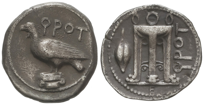 GREEK COINS
Estátera. 425-380 a.C. KROTON. BRUTTIUM. Anv.: ϘPOT. Águila estante...