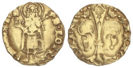 MEDIEVAL COINS: CATALONIA-KINGDOM OF ARAGON
Florí. PERE III. PERPINYÀ. Anv.: S.IOHA-NNES.B. Marca: yelmo. Rev.: ARAG-O.REX.P. 3,43 grs. AU. Cru.VS-38...