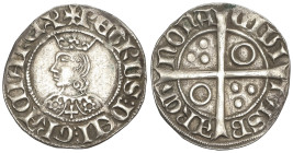 MEDIEVAL COINS: CATALONIA-KINGDOM OF ARAGON
Croat. PERE III. BARCELONA. Anv.: PETRUS DEI GRACIA REX. Efigie coronada a izquierda con bucles. Flor-cru...