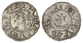 MEDIEVAL COINS: KINGDOM OF NAVARRE
Dinero. SANCHO VII. Anv.: :SANCIVS.REX. Efigie a izquierda. Rev.: NAVARRE. Estrella sobre creciente. 0,63 grs. Ve....