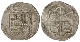 SPANISH MONARCHY: PHILIP II
4 Reales. S/F. TOLEDO. M. Anv.: o/T/M dentro de círculo - Escudo - o/IIII. 13,64 grs. AR. AC-603. MBC.