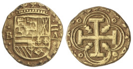 SPANISH MONARCHY: PHILIP IV
2 Escudos. BARCELONA. 6,62 grs. Fecha no visible. Escudo entre B - =/A. RARA. AC-Tipo 373. MBC.