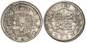 SPANISH MONARCHY: CHARLES II
8 Reales. 1683. SEGOVIA. B.R. 26,36 grs. (Hojita en reverso). RARA. AC-767. EBC-.