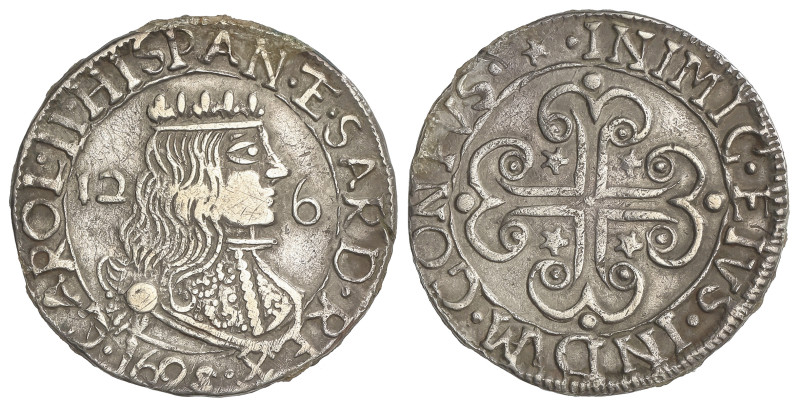 SPANISH MONARCHY: CHARLES II
2-1/2 reales. 1695. CAGLIARI. 5,87 grs. AR. (Leves...