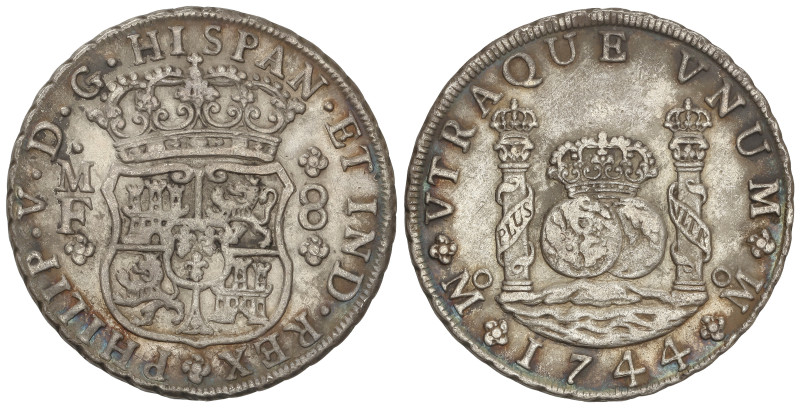 SPANISH MONARCHY: PHILIP V
8 Reales. 1744. MÉXICO. M.F. 26,6 grs. Columnario. P...