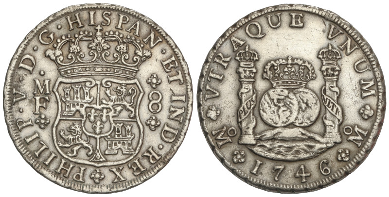 SPANISH MONARCHY: PHILIP V
8 Reales. 1746. MÉXICO. M.F. 26,6 grs. Columnario. (...