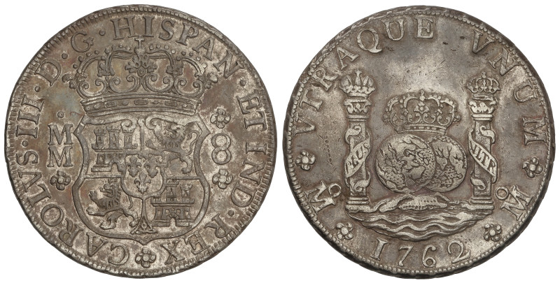 SPANISH MONARCHY: CHARLES III
8 Reales. 1762. MÉXICO. M.M. 25,69 grs. Columnari...