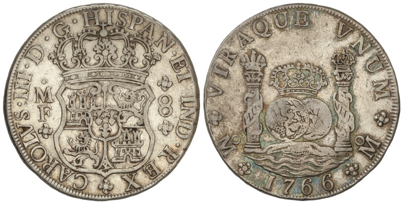 SPANISH MONARCHY: CHARLES III
8 Reales. 1766. MÉXICO. M.F. 26,72 grs. Columnari...