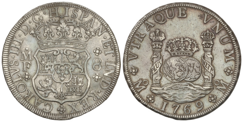 SPANISH MONARCHY: CHARLES III
8 Reales. 1769. MÉXICO. M.F. 26,72 grs. AR. Colum...