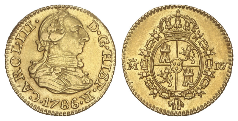 SPANISH MONARCHY: CHARLES III
1/2 Escudo. 1786. MADRID. D.V. 1,72 grs. (Ínfimas...